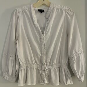 Who What Wear Cream Ruffle Blouse